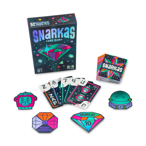 Snarkas game contents – play cards and gemstone cards
